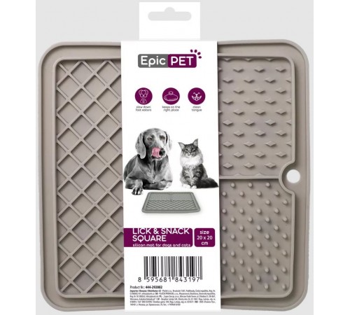Epic Pet Lick&Snack Килимок для домашніх тварин квадратний сірий 20x20 см