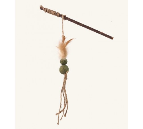 Magic Cat Natural Fun Іграшка-пустушка з натуральним пір'ям та шнурками 25 см