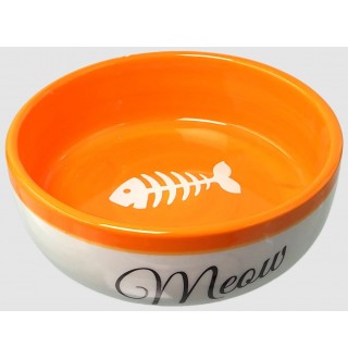 Magic Cat Meow Керамічна миска біло-помаранчева 170 мл 