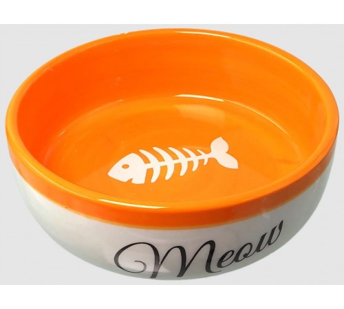 Magic Cat Meow Керамічна миска біло-помаранчева 170 мл 