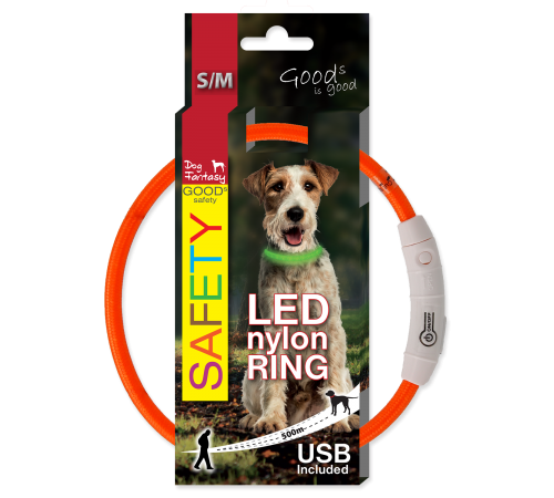 Dog Fantasy Нашийник LED помаранчевий 45см