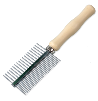 Dog Fantasy Двосторонній гребінець для собак з дерев'яною ручкою 17см