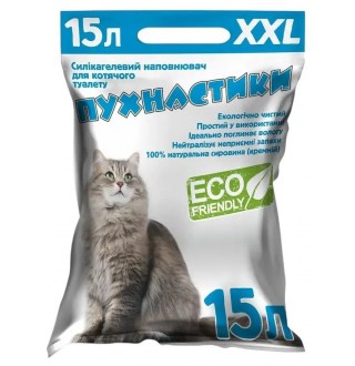 Пухнастики - наповнювач силікагелевий для котячого туалету, 15л