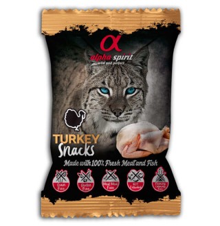 Alpha Spirit Cat Snacks Turkey - напіввологі ласощі кубики з індичкою для котів, 50г