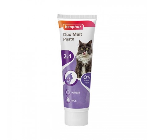 Beaphar Duo Malt Paste - мальт пста подвійної дії для виведення шерсті зі шлунку котів та кошенят, 100 г