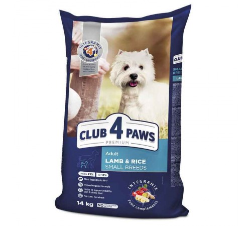 Club 4 Paws Premium Adult Small Breed Lamb - сухий корм з ягням для дорослих собак малих порід, 14кг