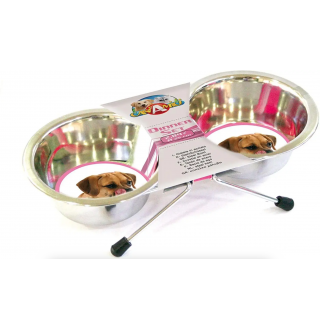 CaniAMici Миска на підставці, нержавійка, 0,24 л, 11 см, 2шт