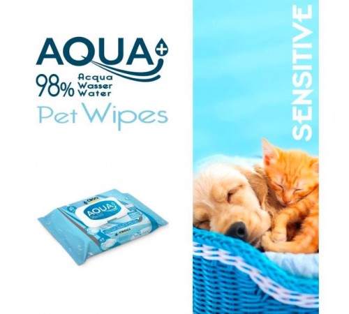 Croci Pet Wipes Aqua+ Sensitive - гігієнічні вологі серветки для тварин, 40шт