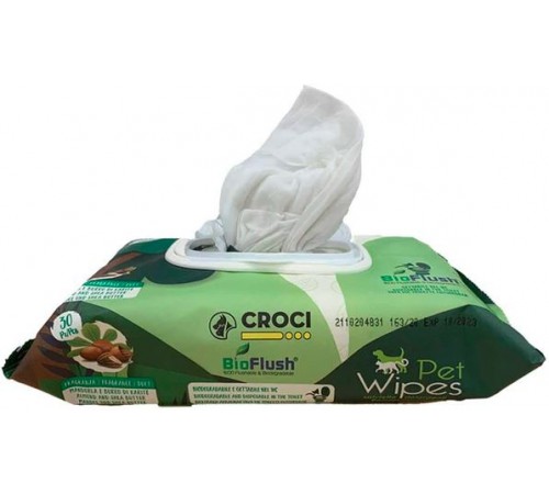 Croci Pet Wipes Eco Talc Flowers - гігієнічні вологі серветки з тальком і квітами для тварин, 30шт