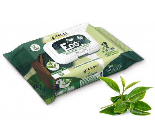 Croci Pet Wipes Eco Green Tea and Chlorhexidine - гігієнічні вологі серветки з зелений чай і хлоргексидин, 30шт