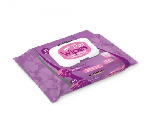 Croci Pet Wipes Organic Malva Bio cat - гігієнічні вологі серветки з органічною мальвою для котів, 40шт
