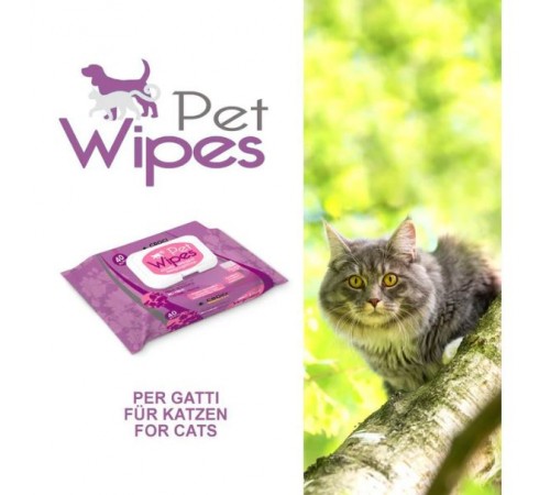 Croci Pet Wipes Organic Malva Bio cat - гігієнічні вологі серветки з органічною мальвою для котів, 40шт