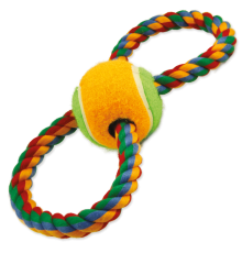Dog Fantasy Good's Cotton Colorful Eight with tennis balls - іграшка для собак грейфер вісімка з тенісним м'ячем, 25см