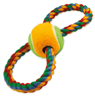 Dog Fantasy Good's Cotton Colorful Eight with tennis balls - іграшка для собак грейфер вісімка з тенісним м'ячем, 25см