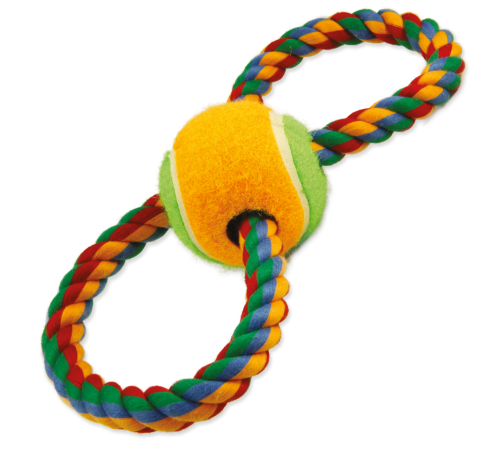 Dog Fantasy Good's Cotton Colorful Eight with tennis balls - іграшка для собак грейфер вісімка з тенісним м'ячем, 25см