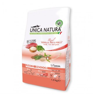 Gheda Unica Natura Unico Indoor Lamb Rice and Peas - сухий корм для домашніх котів з ягням рисом та горохом, 350г