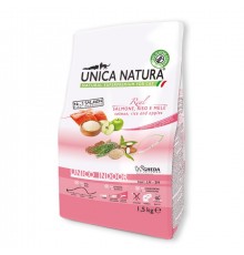 Gheda Unica Natura Unico Indoor Salmon Rice and Apples - сухий корм для домашніх котів з лососем рисом та яблуками, 1,5кг