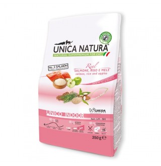 Gheda Unica Natura Unico Indoor Salmon Rice and Apples - сухий корм для домашніх котів з лососем рисом та яблуками, 350г