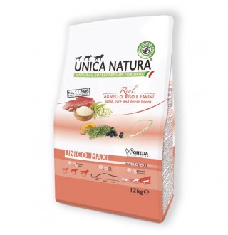 Gheda Unica Natura Unico Maxi Lamb, Rice and Horse Beans - сухий корм для дорослих собак великих порід з ягням рисом та бобами, 12кг
