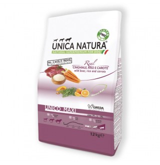 Gheda Unica Natura Unico Maxi Wild Boar Rice and Carrots - сухий корм для дорослих собак великих порід з диким кабаном рисом та морквою, 12кг
