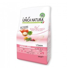 Gheda Unica Natura Unico Mini Salmon, Rice and Peas - сухий корм для собак дрібних порід з лососем рисом та горохом, 800г