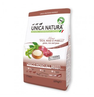 Gheda Unica Natura Unico Mono All breed Goose - сухий монопротеїновий корм для собак всіх порід на м'ясі гуся, 12кг