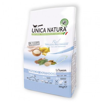 Gheda Unica Natura Unico Outdoor Cod Rice and Bananas - сухий корм для вуличних котів з тріскою рисом та бананами, 350г