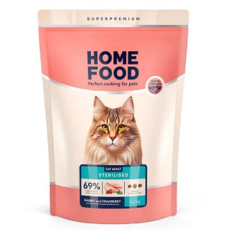 Home Food Sterilised - сухий корм з кроликом та журавлиною для стерилізованих кішок і кастрованих котів, 1,6кг