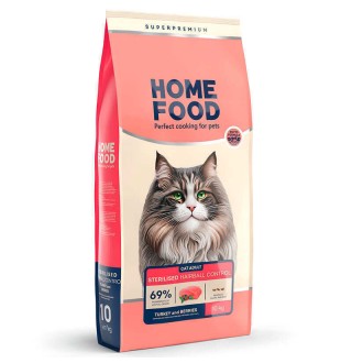 Home Food Hairball Control for Sterilised - сухий корм з індичкою та ягодами для виведення шерсті зі шлунку стерилізованих дорослих котів, 10кг