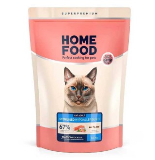 Home Food Hypoallergenic for Sterilized - гіпоалергенний сухий корм з морським коктейлем для стерилізованих кішок та кастрованих котів, 1,6кг