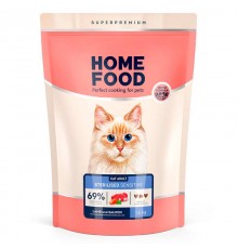 Home Food Adult with Sensitive Digestion - сухий корм з ягням та лососем для дорослих котів з чутливим травленням, 1,6кг
