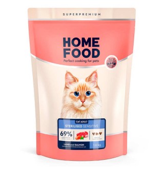 Home Food Adult with Sensitive Digestion - сухий корм з ягням та лососем для дорослих котів з чутливим травленням, 1,6кг