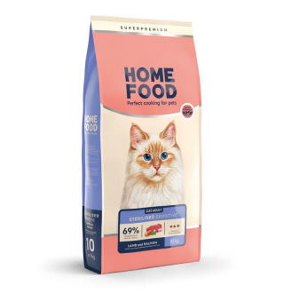 Home Food Adult with Sensitive Digestion - сухий корм з ягням та лососем для дорослих котів з чутливим травленням, 10кг