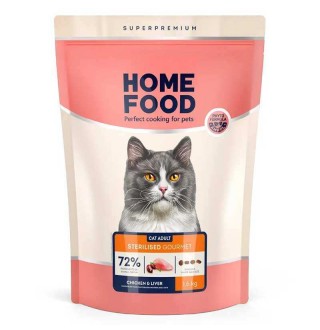 Home Food Adult for Sterilised Demanding Chicken & Liver - cухий корм з куркою та печінкою для стерилізованих вибагливих котів, 1,6кг