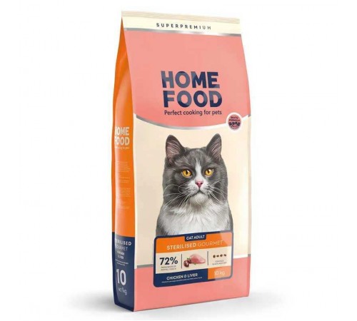 Home Food Adult for Sterilised Demanding Chicken & Liver - cухий корм з куркою та печінкою для стерилізованих вибагливих котів, 10кг