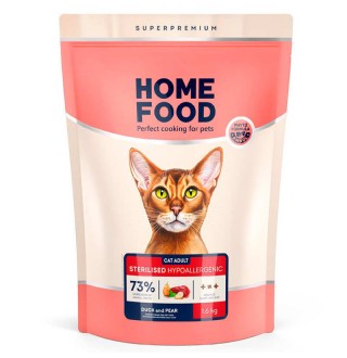 Home Food Grain Free Hypoallergenic - сухий беззерновой корм з качкою та грушею для дорослих котів схильних до алергії, 1,6кг