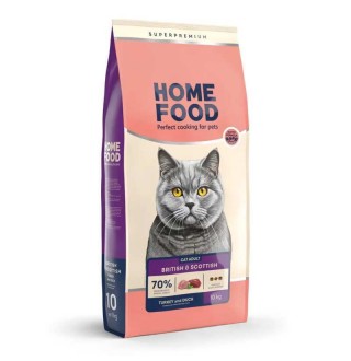 Home Food British and Scottish - сухий корм з індичкою та качкою для дорослих котів британської та шотландської породи, 10кг
