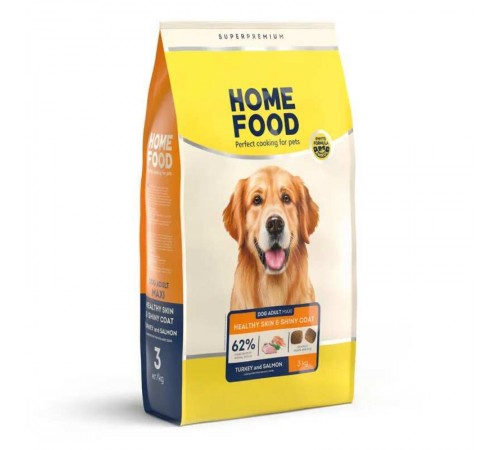 Home Food Adult Maxi - сухий корм здорова шкіра і блиск шерсті з індичкою та лососем для дорослих собак великих порід, 3кг