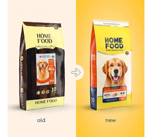 Home Food Adult Maxi - сухий корм здорова шкіра і блиск шерсті з індичкою та лососем для дорослих собак великих порід, 10кг