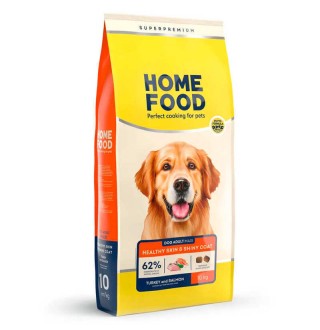 Home Food Adult Maxi - сухий корм здорова шкіра і блиск шерсті з індичкою та лососем для дорослих собак великих порід, 10кг