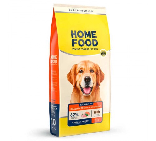 Home Food Adult Maxi - сухий корм здорова шкіра і блиск шерсті з індичкою та лососем для дорослих собак великих порід, 10кг