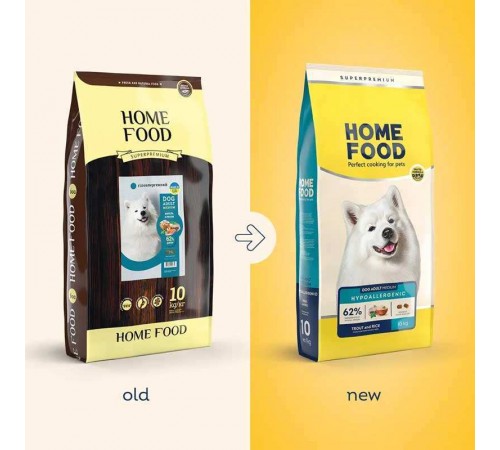 Home Food Hypoallergenic Adult Medium - гіпоалергенний сухий корм із фореллю та рисом для собак середніх порід з білою шерстю, 10кг