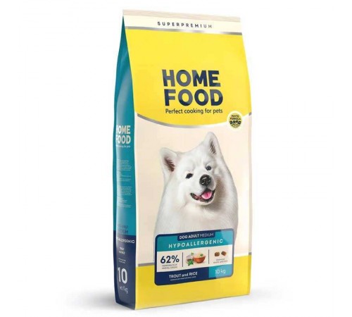 Home Food Hypoallergenic Adult Medium - гіпоалергенний сухий корм із фореллю та рисом для собак середніх порід з білою шерстю, 10кг