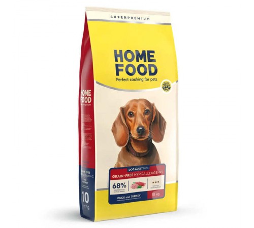 Home Food Adult Mini - сухий беззерновой гіпоалергенний корм з качкою та індичкою для собак малих порід, 10кг