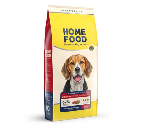 Home Food Adult Medium Maxi - сухий беззерновой гіпоалергенний корм з качкою та нутом для дорослих собак середніх й великих порід, 10кг