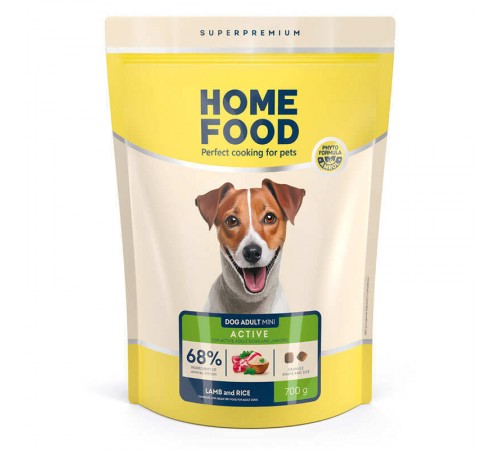 Home Food Adult Mini - сухий корм з ягнятиною та рисом для дорослих активних собак та юніорів дрібних порід, 700г