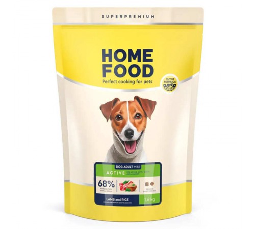 Home Food Adult Mini - сухий корм з ягнятиною та рисом для дорослих активних собак та юніорів дрібних порід, 1,6кг