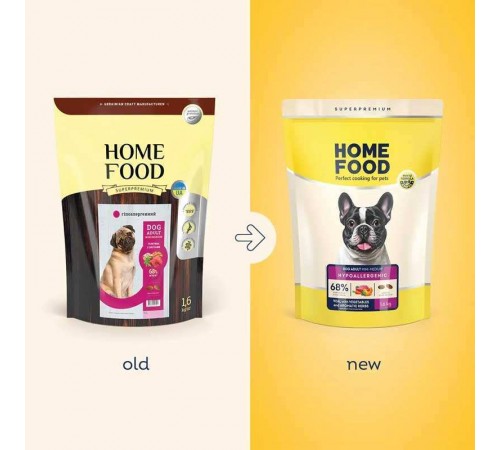 Home Food Hypoallergenic - сухий корм з телятиною, овочами і травами для дорослих собак дрібних і середніх порід, 1,6кг