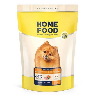 Home Food Healthy Skin and Shiny Coat Adult Mini - сухий корм з індичкою та лососем для здоров'я шкіри та блиску шерсті у собак дрібних порід, 1,6кг