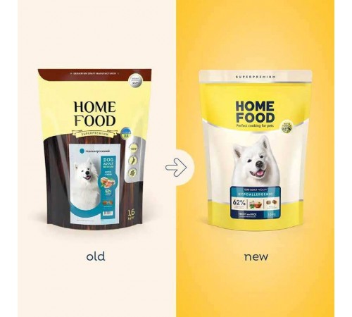 Home Food Hypoallergenic Adult Medium - гіпоалергенний сухий корм із фореллю та рисом для собак середніх порід з білою шерстю, 1,6кг